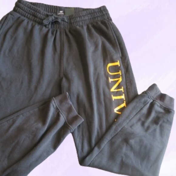 H&M drawstring sweats sweat pants university on right leg regular fit joggers M - Picture 4 of 6